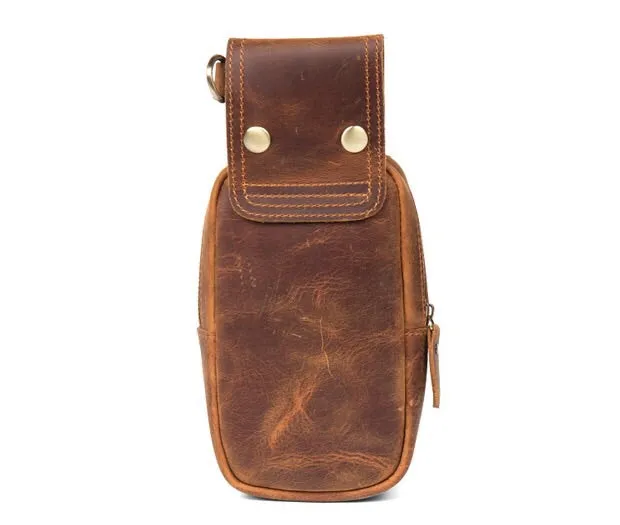 YAAGLE mens genuine leather small Hook Waist Bag Belt Pouch Fanny Pack for Cell Phone YG5547