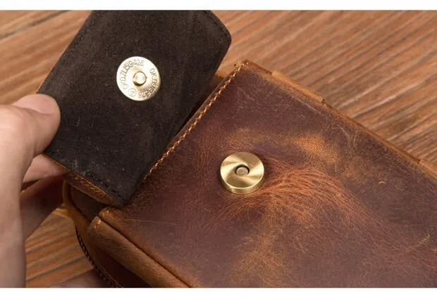 YAAGLE mens genuine leather small Hook Waist Bag Belt Pouch Fanny Pack for Cell Phone YG5547