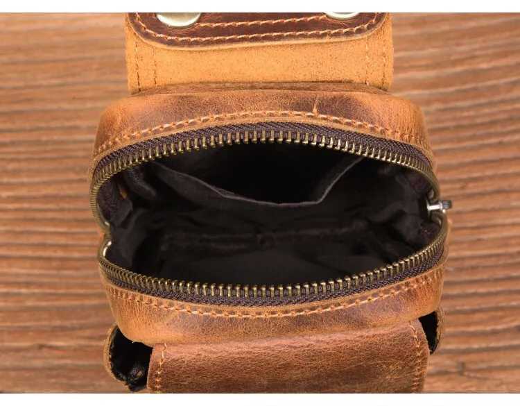 YAAGLE mens genuine leather small Hook Waist Bag Belt Pouch Fanny Pack for Cell Phone YG5547