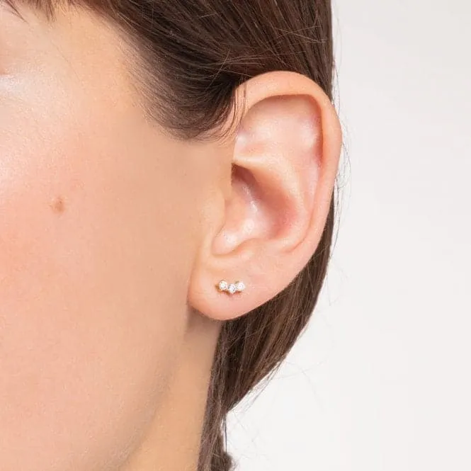 Yellow Gold Zirconia Single Ear Stud Climber H2132-414-14