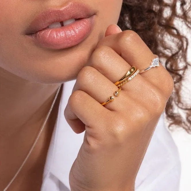 Yellow Gold Zirconia Star Stacking Ring TR2314-414-14