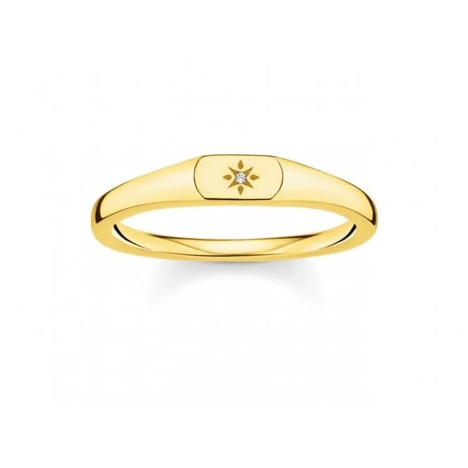 Yellow Gold Zirconia Star Stacking Ring TR2314-414-14