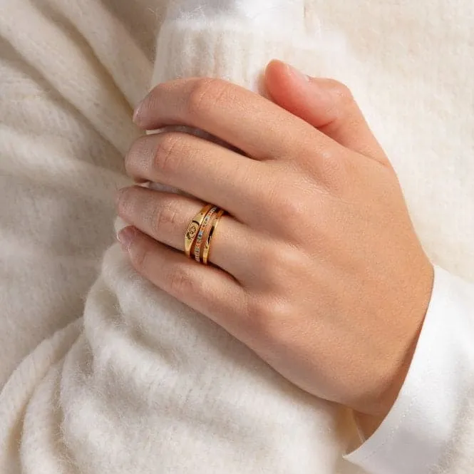 Yellow Gold Zirconia Star Stacking Ring TR2314-414-14